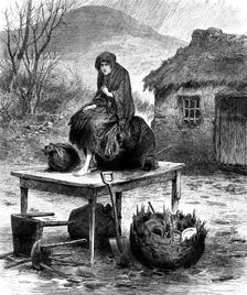 Irish peasant girl guarding the family's last few possessions, 1886
