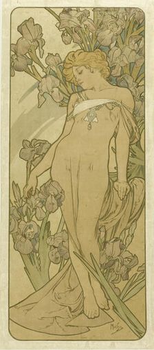 Iris (From the Series Flowers), 1898. Creator: Mucha, Alfons Marie (1860-1939)