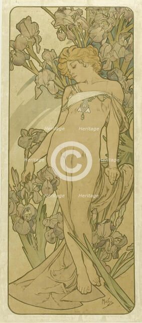 Iris (From the Series Flowers), 1898. Creator: Mucha, Alfons Marie (1860-1939).