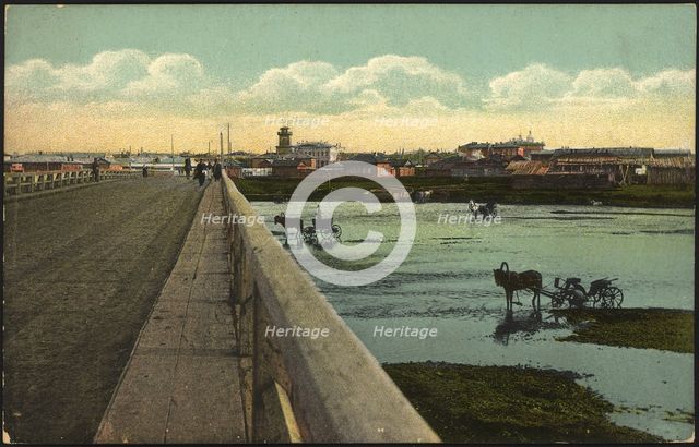 Irkutsk View of the city from the Big Bridge on the Ushakovka River, 1904-1917. Creator: Unknown.