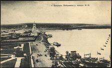 Irkutsk. Embankment street and Ferry across the Angara River, 1906. Creator: Unknown