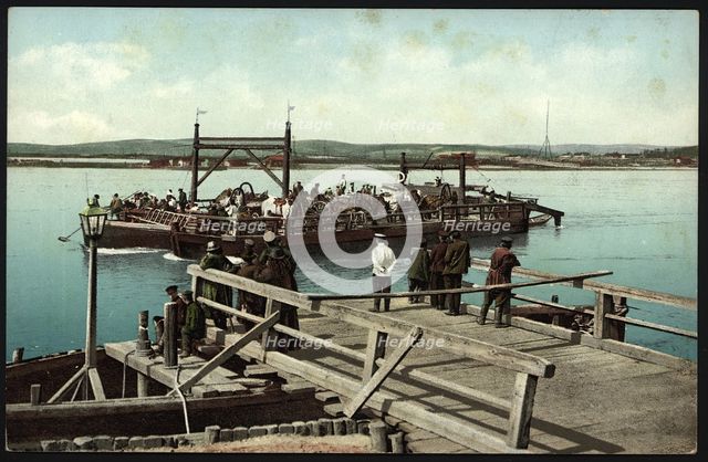 Irkutsk pontoon boat on the Angara River, 1904-1914. Creator: Unknown.