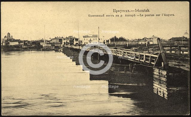 Irkutsk Pontoon bridge on the Angara River, 1904-1917. Creator: Unknown.