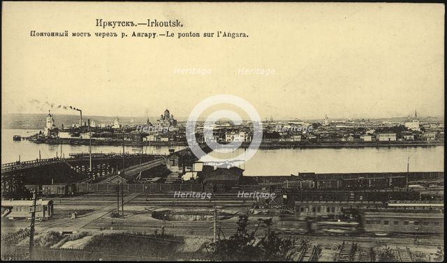 Irkutsk Pontoon bridge over the Angara River, 1904-1917. Creator: Unknown.
