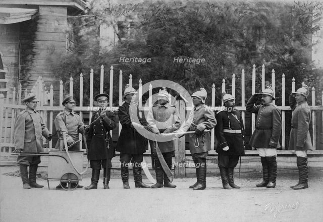 Irkutsk police fire brigade. Uniform: home uniform, fire-work uniform, dress uniform, 1894. Creator: R Prorokov.