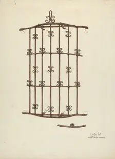 Iron Window Grille, 1936. Creators: Geoffrey Holt, Harry Mann Waddell