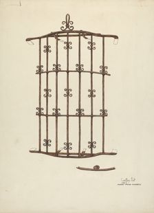 Iron Window Grille, 1936. Creators: Geoffrey Holt, Harry Mann Waddell