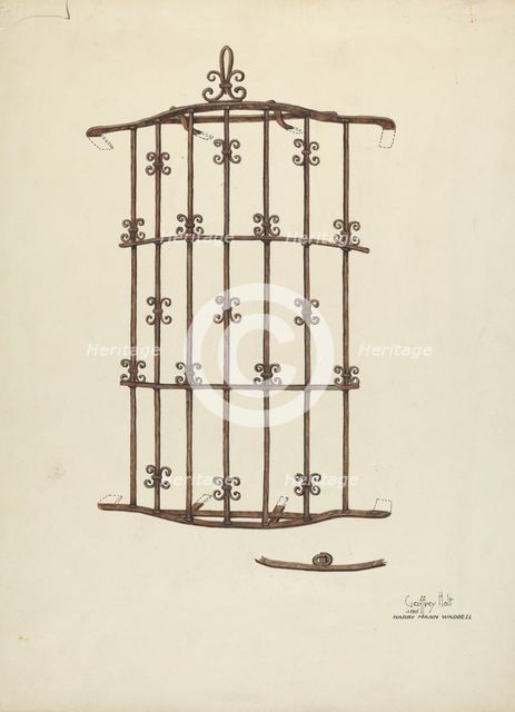 Iron Window Grille, 1936. Creators: Geoffrey Holt, Harry Mann Waddell.