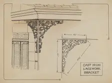 Iron Work on Balcony, c. 1936. Creator: Ray Price