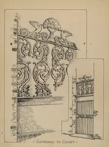Iron Work on Doorway, c. 1936. Creator: Al Curry