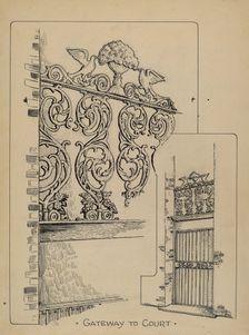 Iron Work on Doorway, c. 1936. Creator: Al Curry
