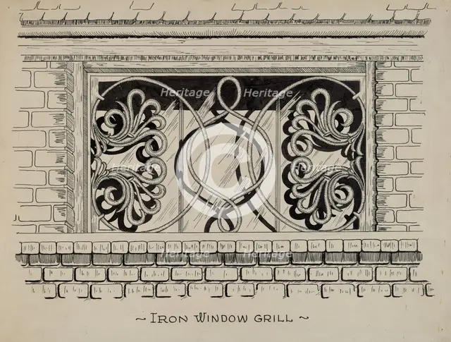 Iron Work in Attic Window, c. 1936. Creator: Ray Price.