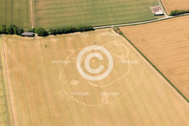 Iron Age double ditched enclosure crop mark, near South Wonston, Hampshire, 2015. Creator: Historic England.