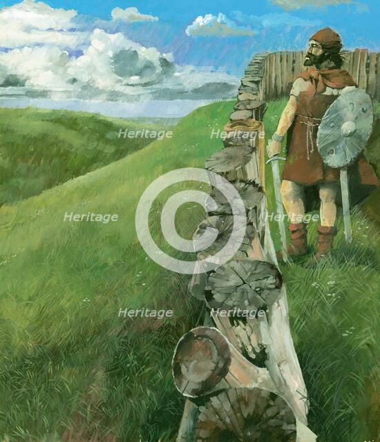 Iron Age man at Liddington Castle Hillfort, Swindon, Wiltshire, 1994. Artist: Ivan Lapper.