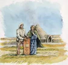Iron Age Man and Woman, c400BC, (c1990-2010). Artist: Peter Dunn