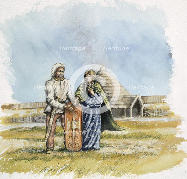 Iron Age Man and Woman, c400BC, (c1990-2010). Artist: Peter Dunn.