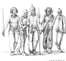 Iron Age warriors, Prehistory, (c1990-2010). Artist: Judith Dobie
