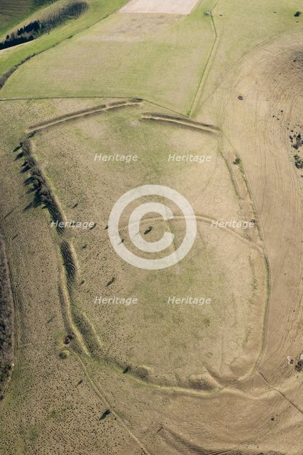 Iron Age univallate hillfort earthwork on Winklebury Hill, Wiltshire, 2016. Creator: Damian Grady.