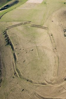 Iron Age univallate hillfort earthwork on Winklebury Hill, Wiltshire, 2016. Creator: Damian Grady