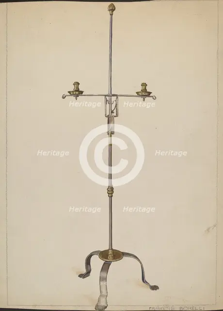Iron and Brass Candlestand, 1935/1942. Creator: Francis Borelli.