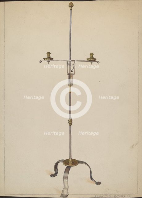 Iron and Brass Candlestand, 1935/1942. Creator: Francis Borelli.