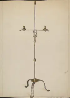Iron and Brass Candlestand, 1935/1942. Creator: Francis Borelli