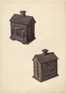Iron "Bank" Bank, c. 1938. Creator: Clementine Fossek