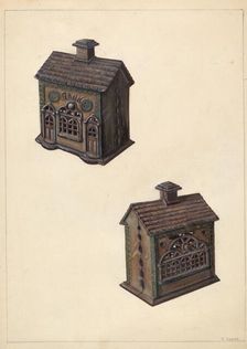 Iron "Bank" Bank, c. 1938. Creator: Clementine Fossek