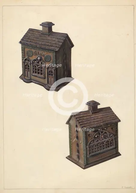 Iron "Bank" Bank, c. 1938. Creator: Clementine Fossek.