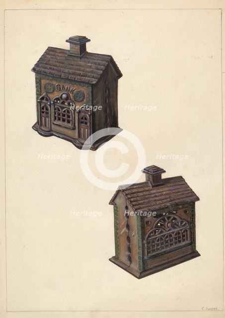 Iron "Bank" Bank, c. 1938. Creator: Clementine Fossek.