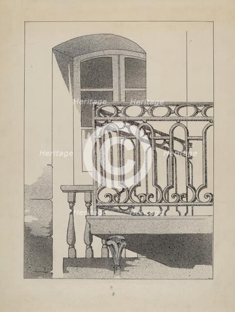 Iron Balcony, c. 1936. Creator: Arelia Arbo.