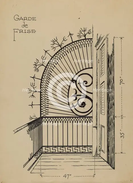 Iron Balcony Garde, 1935/1942. Creator: Al Curry.