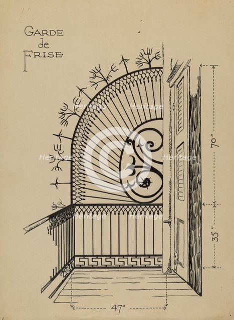 Iron Balcony Garde, 1935/1942. Creator: Al Curry.