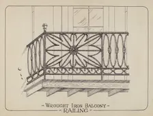 Iron Balcony Railings, 1935/1942. Creator: Arelia Arbo