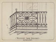 Iron Balcony Railings, 1935/1942. Creator: Arelia Arbo