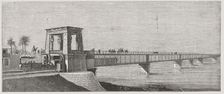 Iron Bridge over the River Nile in Mansura, engraving from 1878