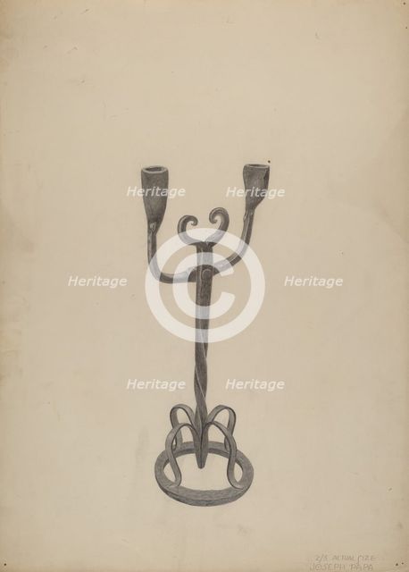 Iron Candlestick, c. 1938. Creator: Joseph Papa.