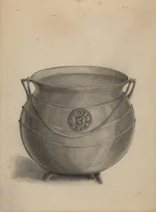 Iron Cooking Pot, 1935/1942. Creator: Columbus Simpson