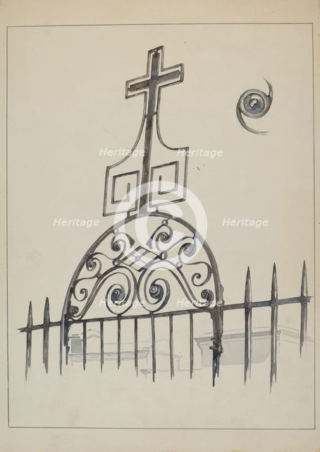 Iron Cross - Gate Ornament, c. 1936. Creator: Arelia Arbo.