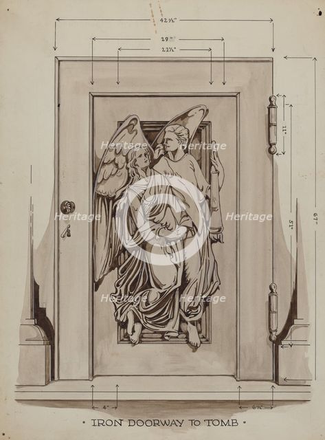 Iron Doorway to Tomb, c. 1936. Creator: Thomas Byrne.