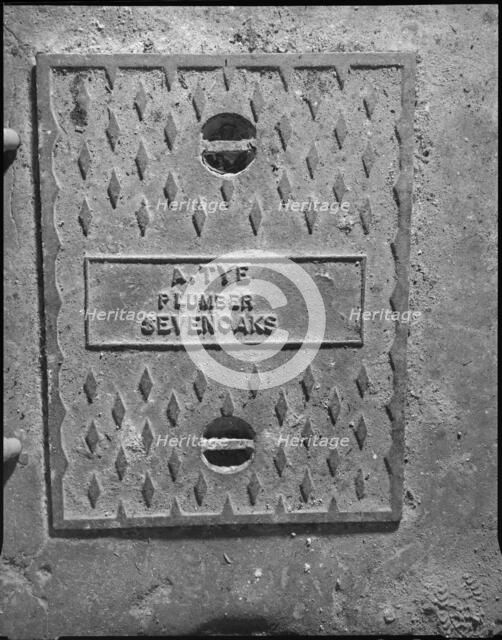 Iron drain cover in the cellar, Broughton House, London Road, Dunton Green, Kent, 1990. Artist: Peter Williams.