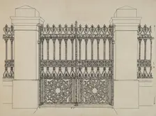 Iron Fence and Gate, c. 1936. Creator: Ray Price