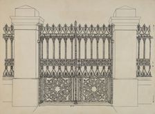 Iron Fence and Gate, c. 1936. Creator: Ray Price