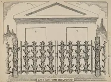 Iron Fence around Tomb, c. 1936. Creator: Thomas Byrne