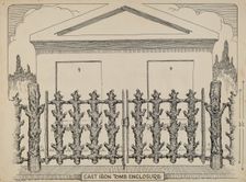 Iron Fence around Tomb, c. 1936. Creator: Thomas Byrne