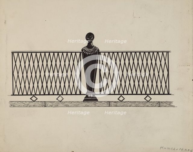 Iron Fence, c. 1936. Creator: Mary E Humes.