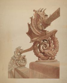 Iron Fence - Sea Horse Design, c. 1936. Creator: Carl Hobby