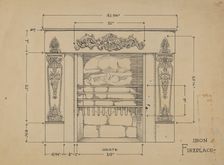 Iron Fireplace, c. 1936. Creator: Thomas Byrne
