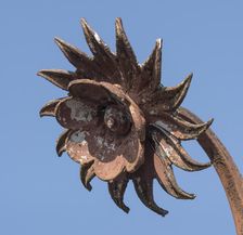 Iron flower head, Shrewsbury Flaxmill Maltings, Shropshire, 2019. Creator: Steven Baker