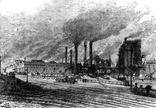 Iron furnaces at Middlesbrough, 1881. Creator: Unknown